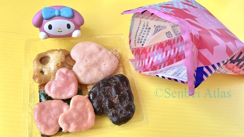 Contents of Akasaka Kakiyama "Heart Mix" (柿山のハートミックス) with a My Melody figure.