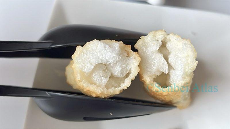 Cross-section of an Inaka no Okaki (田舎のおかき) rice cracker.