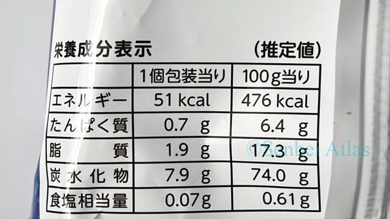 Back of the Inaka no Okaki (田舎のおかき) package showing nutrition facts.