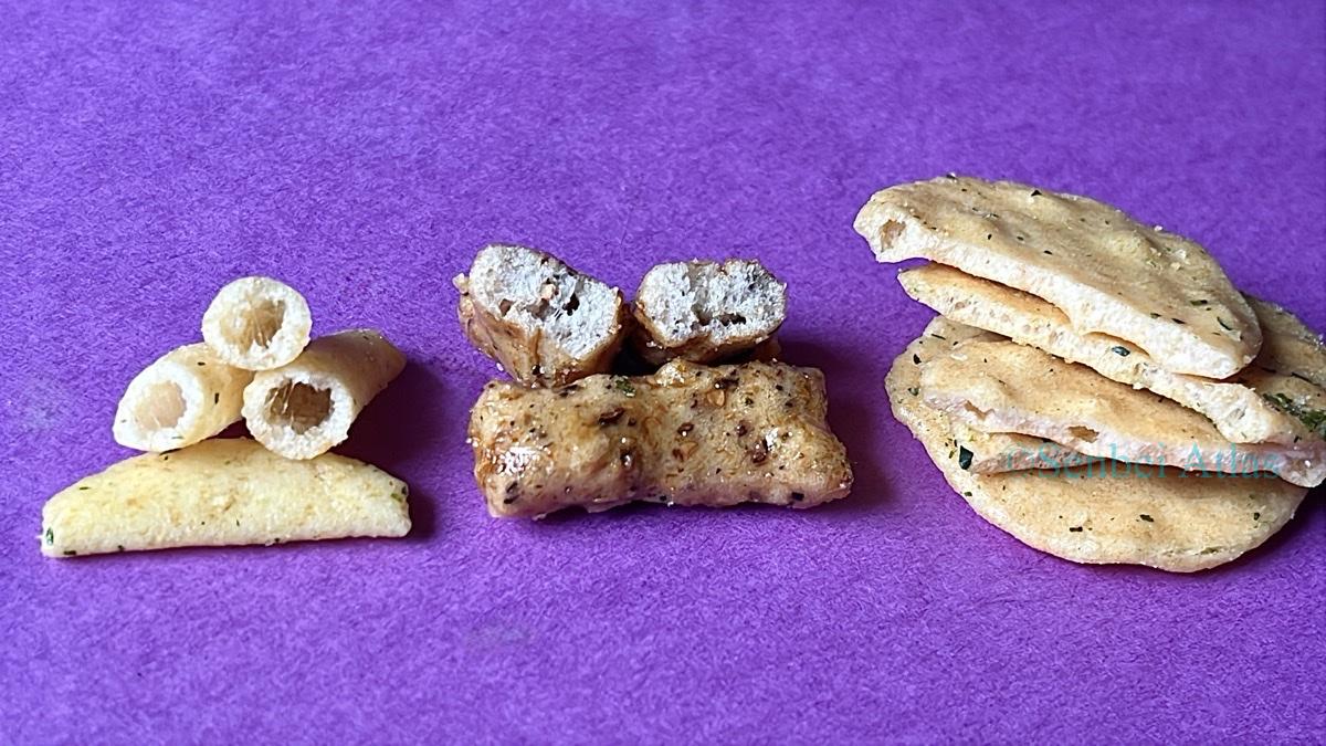 Three types of senbei cross-sections
