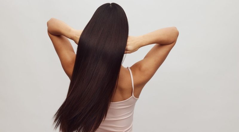 A woman with silky hair