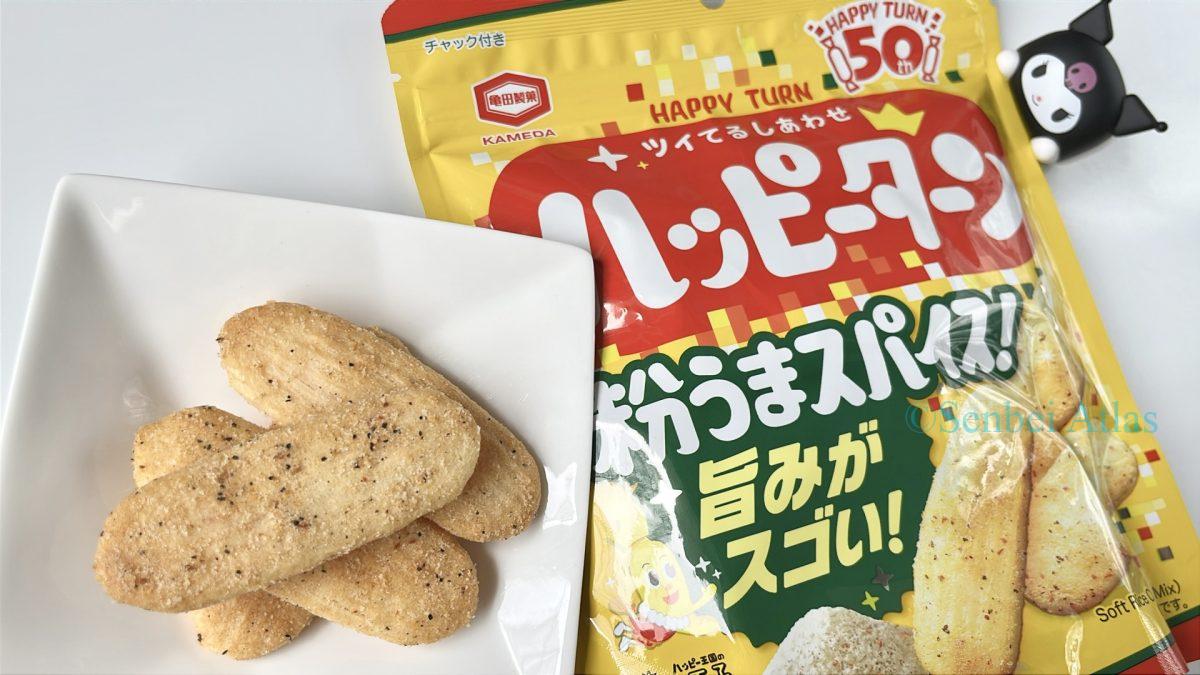Happy Turn Spice package and snacks with Kuromi in the background